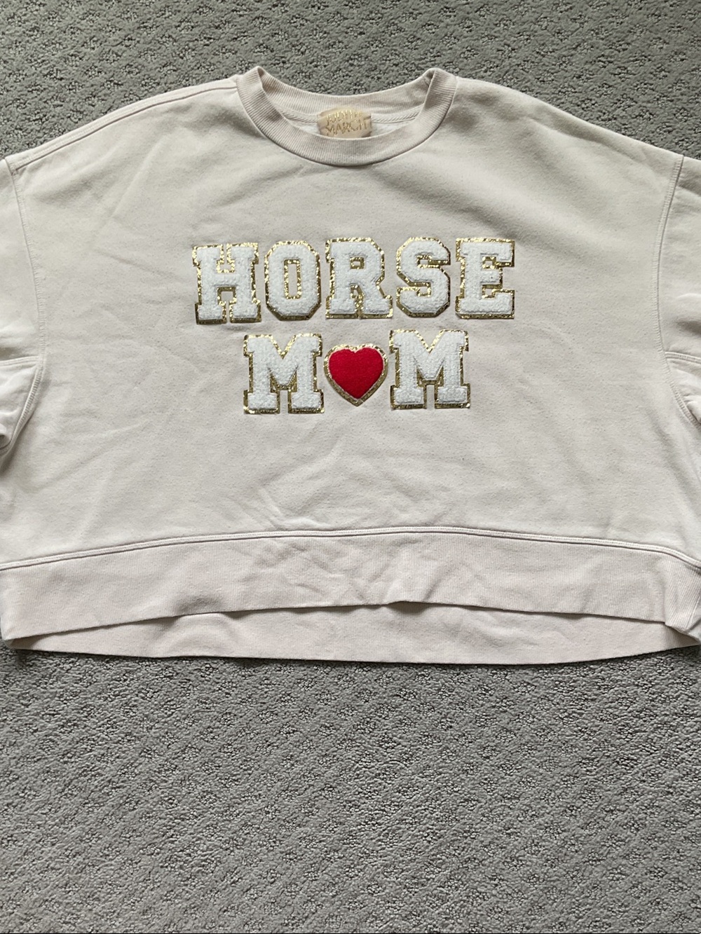 Judith March Cream Sweatshirt with Gold Sequin Trim and Red Heart 0441